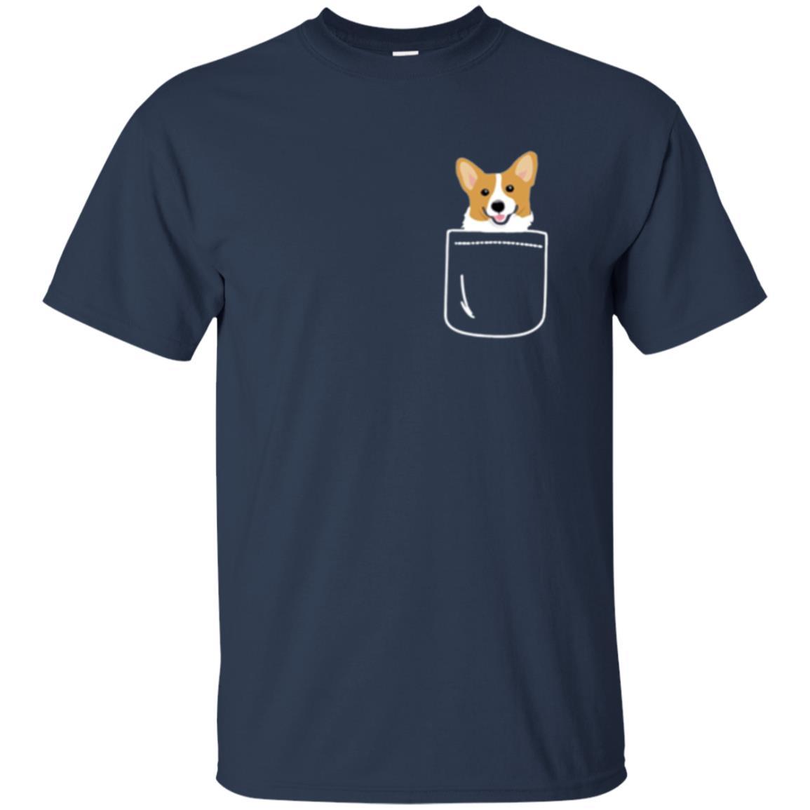 Puppy Dog Lover T-shirt Corgi In Your Front Pocket Navy