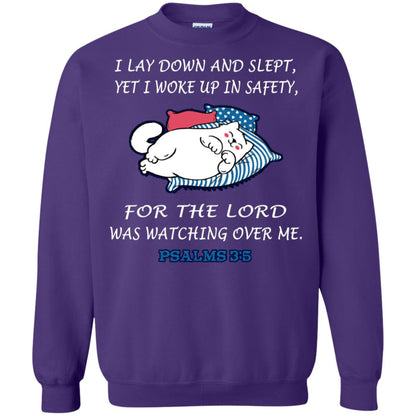 I Lay Down And Slept Yet I Woke Up In Safety For The Lord Was Watching Over Me Shirt Purple