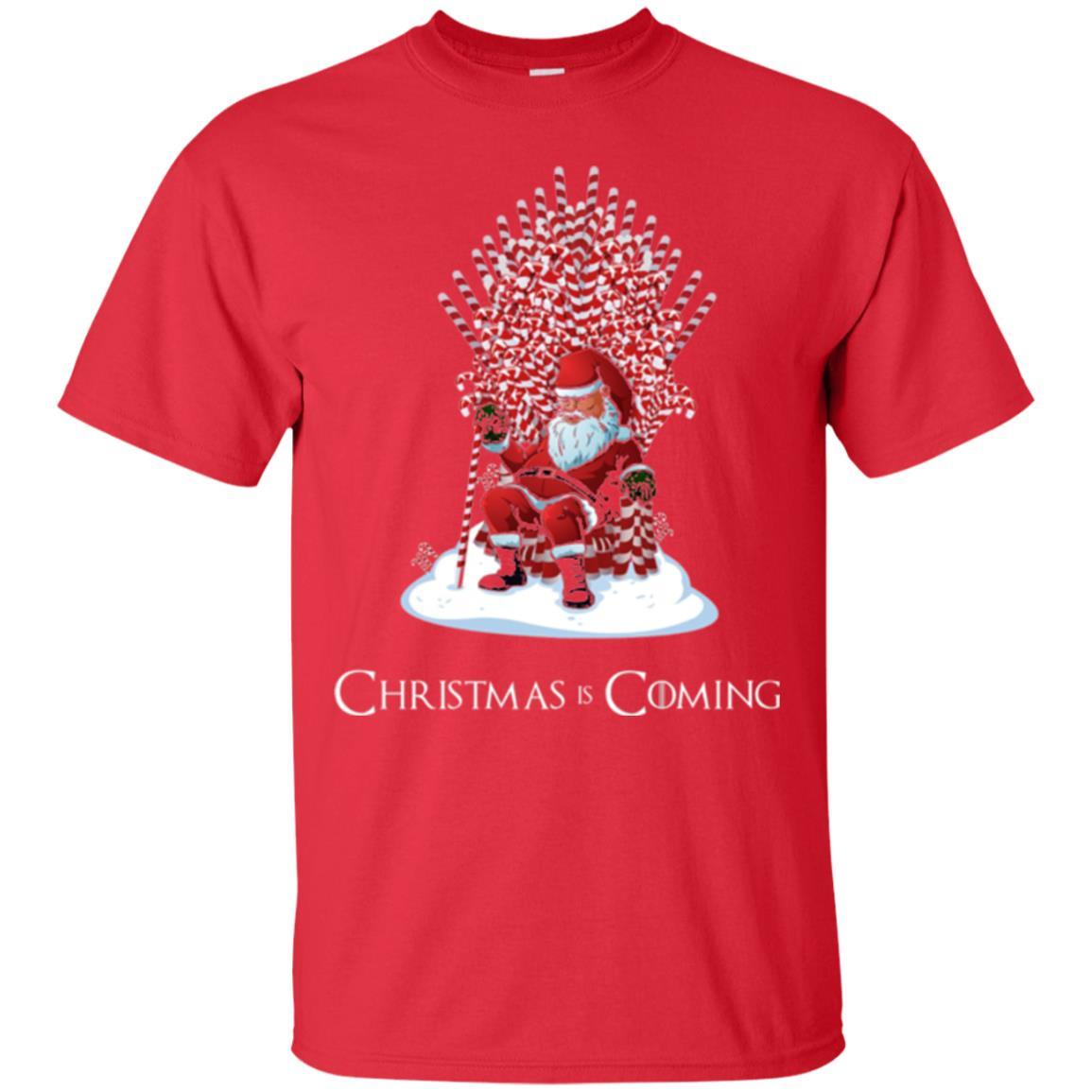 Christmas T-shirt Santa Candy Cane Throne Red