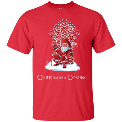 Christmas T-shirt Santa Candy Cane Throne Red