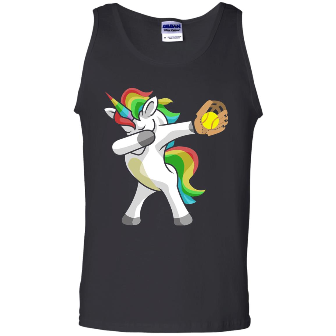 Dabbing Unicorn Softball T-shirt Funny Dabbing Black
