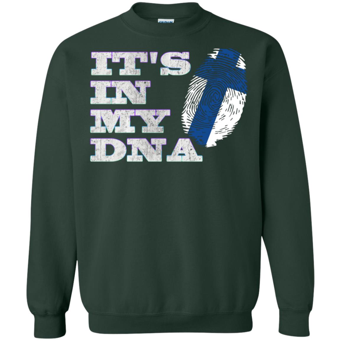 It's In My Dna Finnish Finland Flag Shirt Forest Green