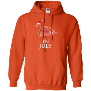 Flamingo With Santa_s Hat Christmas In July Xmas In Summer ShirtG185 Gildan Pullover Hoodie 8 oz.