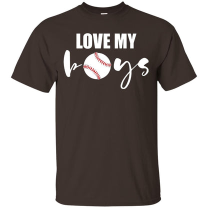 Love My Boys Mom And Dad Baseball Cheer Shirt Dark Chocolate