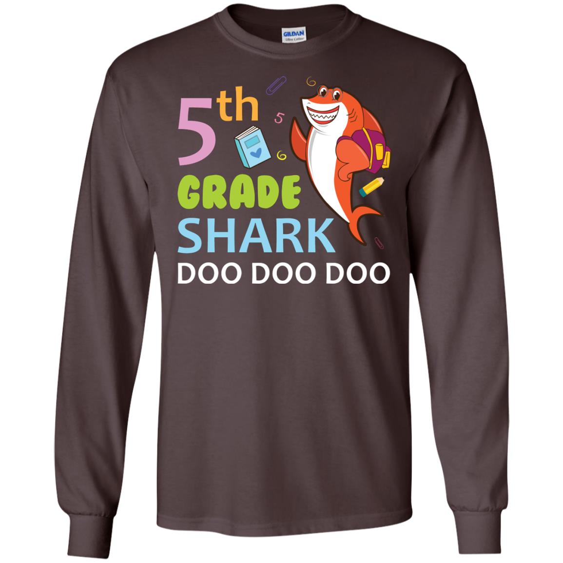 5th Grade Shark Doo Doo Doo Back To School T-shirt Dark Chocolate