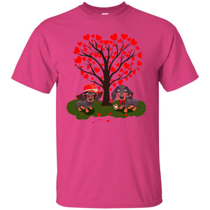Valentine Dachshund Couple Heart Tree ShirtG200 Gildan Ultra Cotton T-Shirt