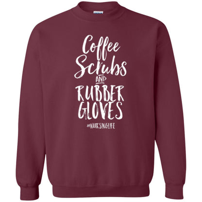 Nurse T-shirt Coffee Scrubs And Rubber Gloves Maroon