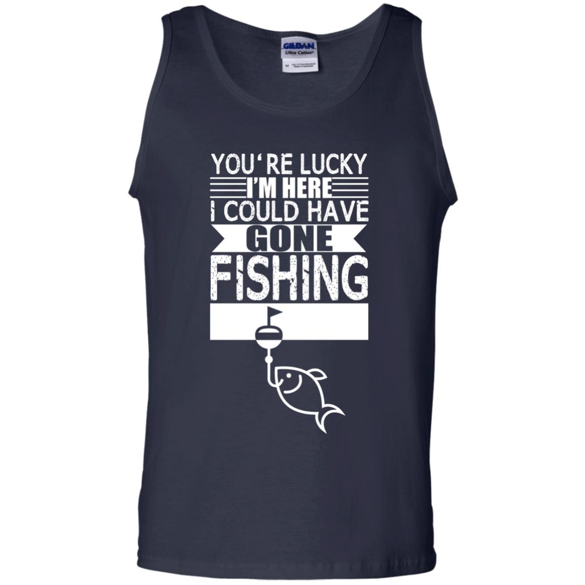 Fishing Lover T-shirt I_m Here I Could Have Gone Fishing Navy