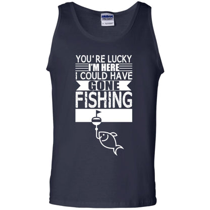 Fishing Lover T-shirt I_m Here I Could Have Gone Fishing Navy