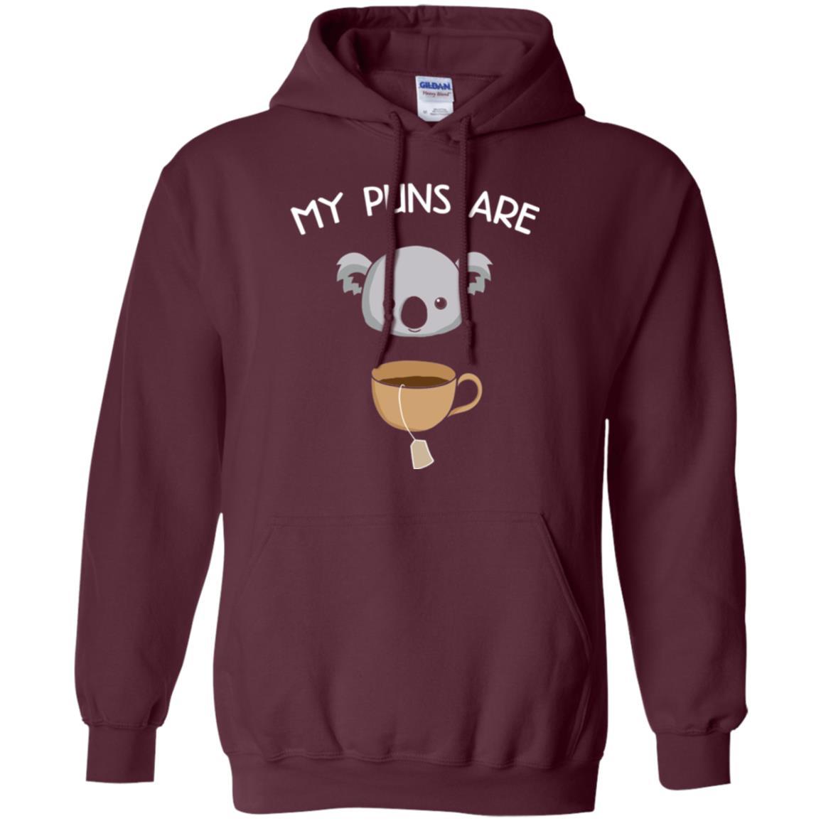 Animal Puns T-shirt My Puns Are Koala Tea Maroon
