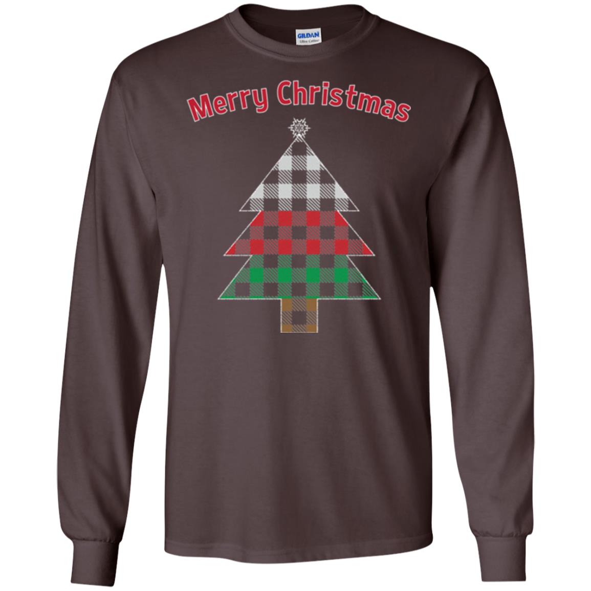 Unique Buffalo Plaid Tree Christmas Matching Pajama T-shirt Dark Chocolate