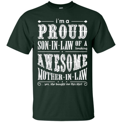 Son In Law T-shirt Of A Freaking Awesome Mother In Law Forest Green