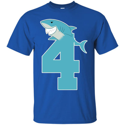 4th Birthday Shark Party Shirt Royal
