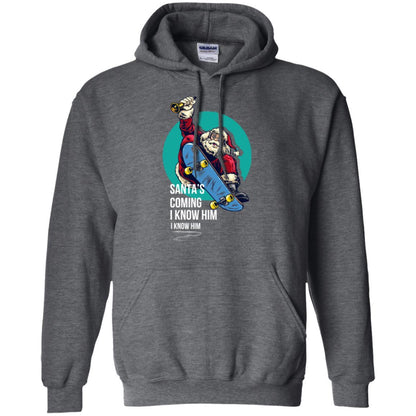 Christmas T-shirt Santa's Coming I Know Him Dark Heather