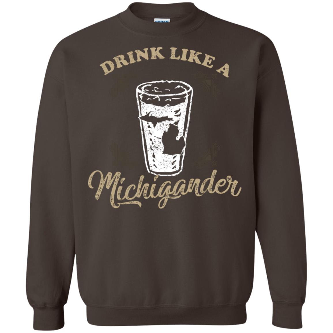 Drink Like Michigander Shirt Dark Chocolate