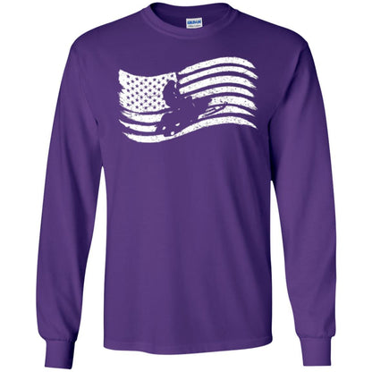 Snowmobile Rider T-shirt American Flag Purple