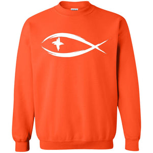Jesus Fish Christian ShirtG180 Gildan Crewneck Pullover Sweatshirt 8 oz.