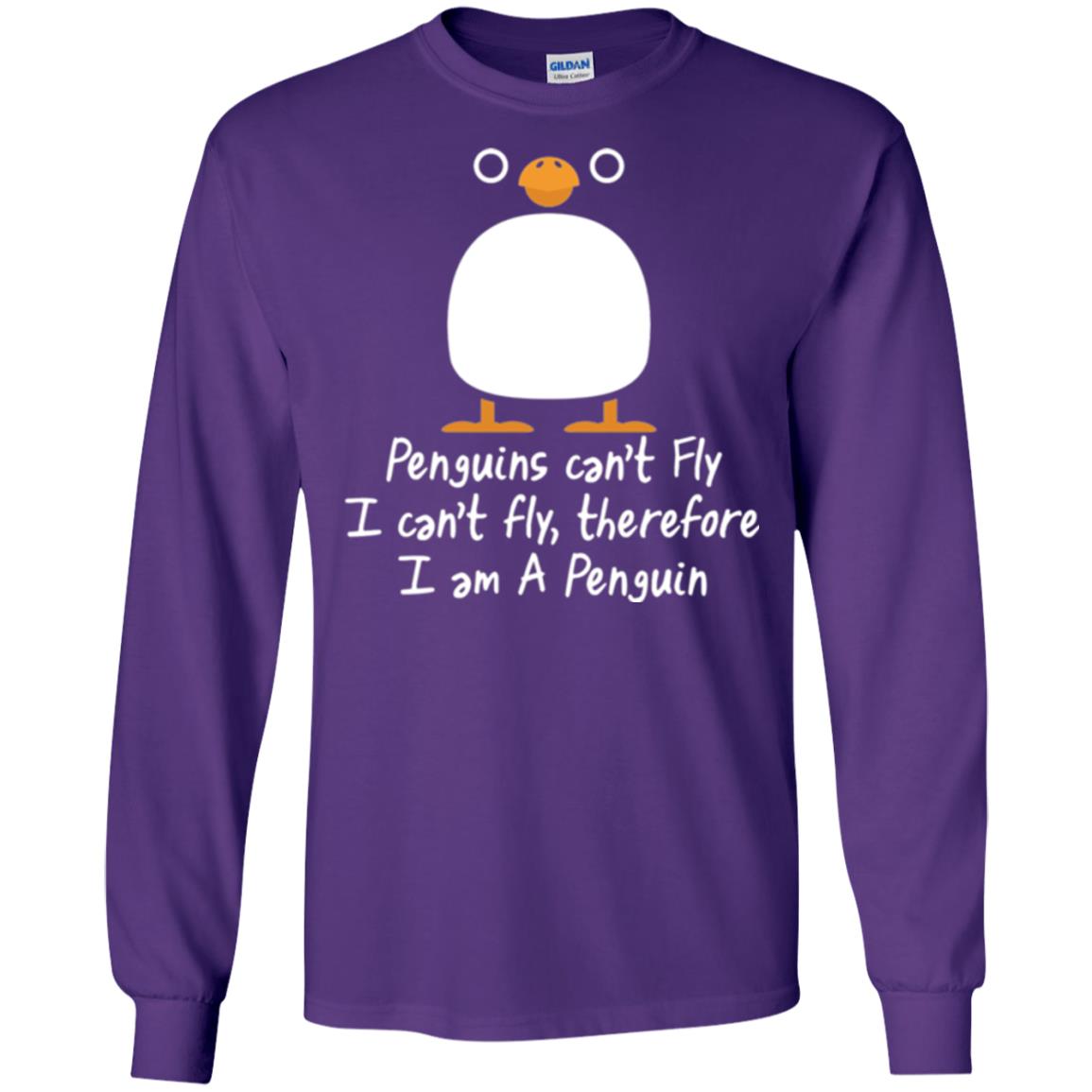 Penguin T-shirt I Can_t Fly Purple