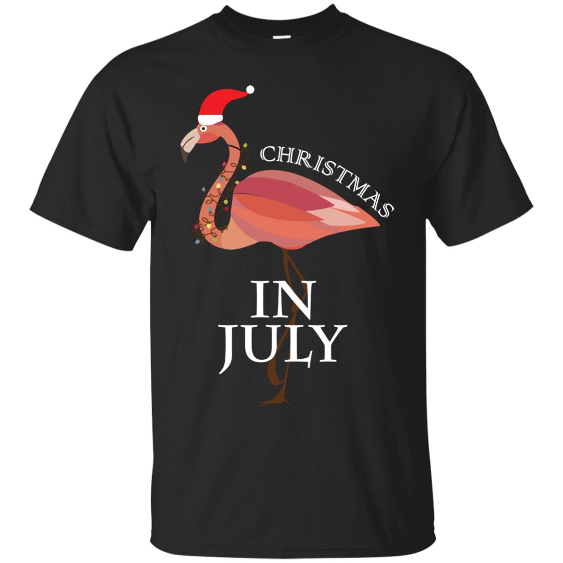 Flamingo With Santa_s Hat Christmas In July Xmas In Summer Shirt Black
