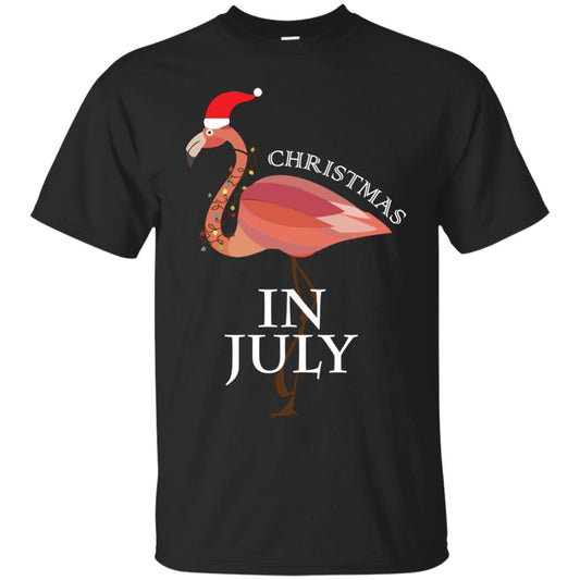 Flamingo With Santa_s Hat Christmas In July Xmas In Summer Shirt Black