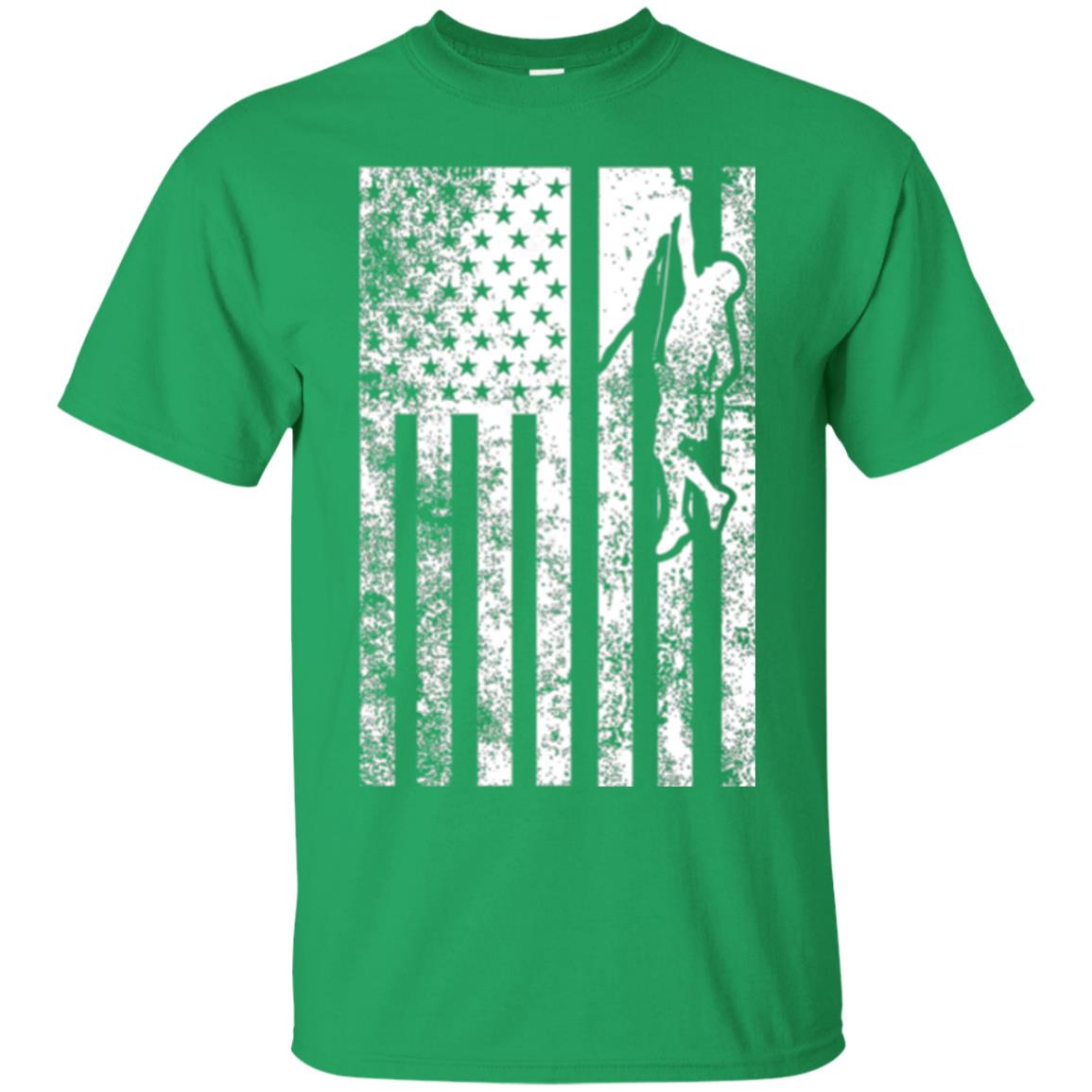 Rock Climbing T Shirt - Rock Climbing Flag Of United States T-shirt Irish Green