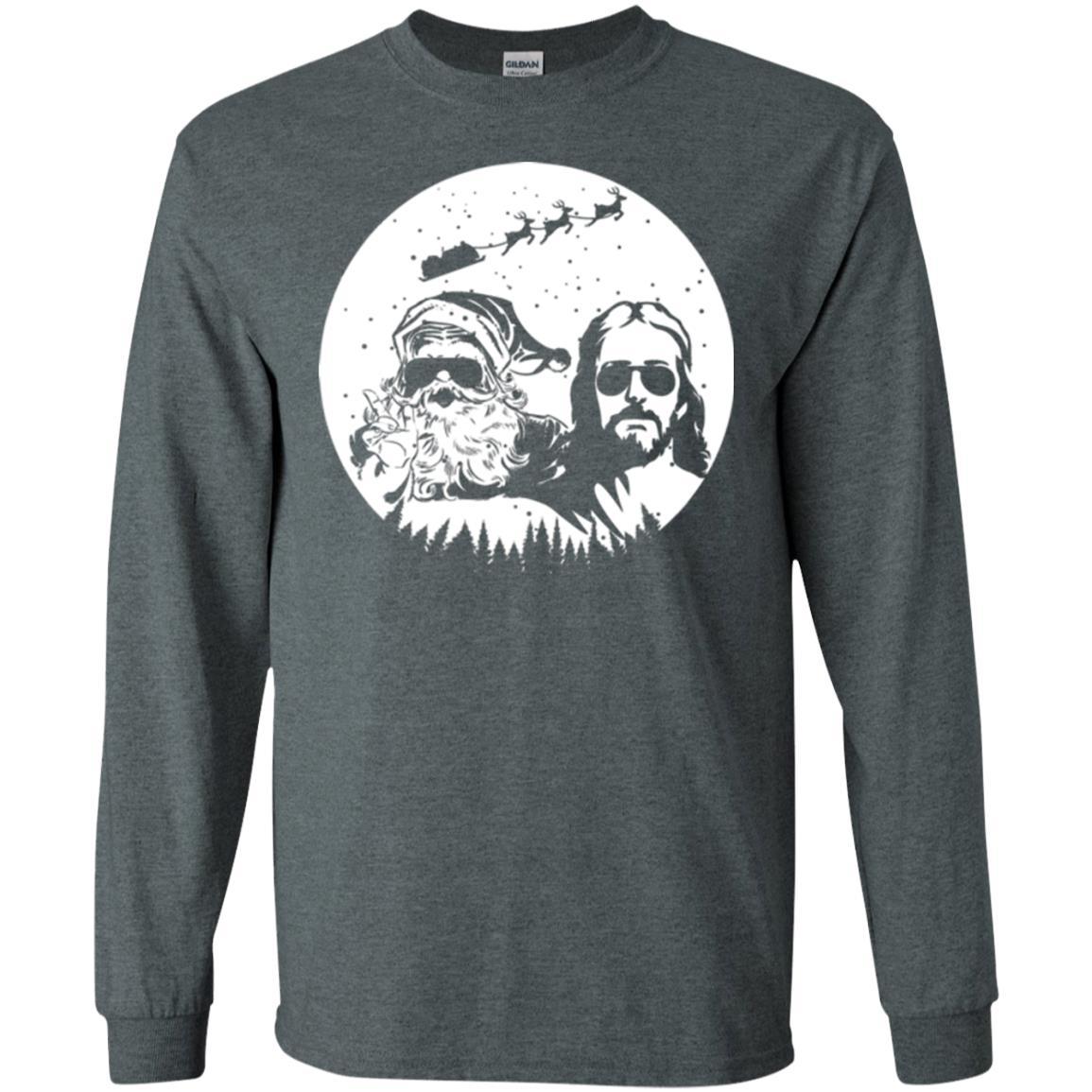 Christmas T-shirt Jesus And Santa Claus Dark Heather