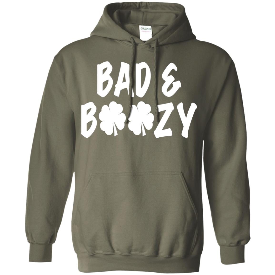 Bad And Boozy St. Patrick_s Day T-shirt Military Green