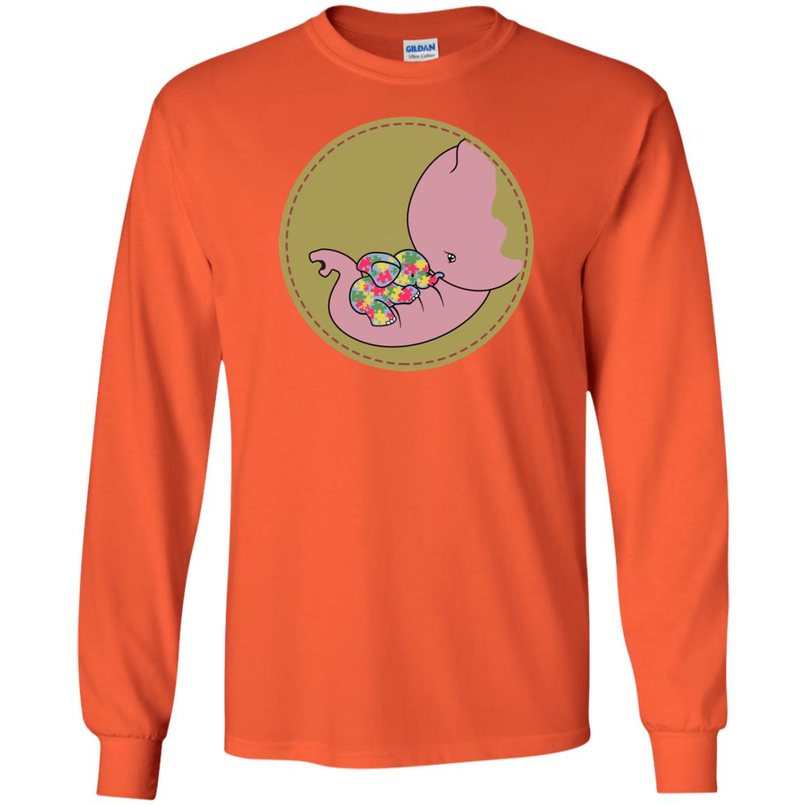 Elephant Mom And Baby Autism Awareness Shirt Orange