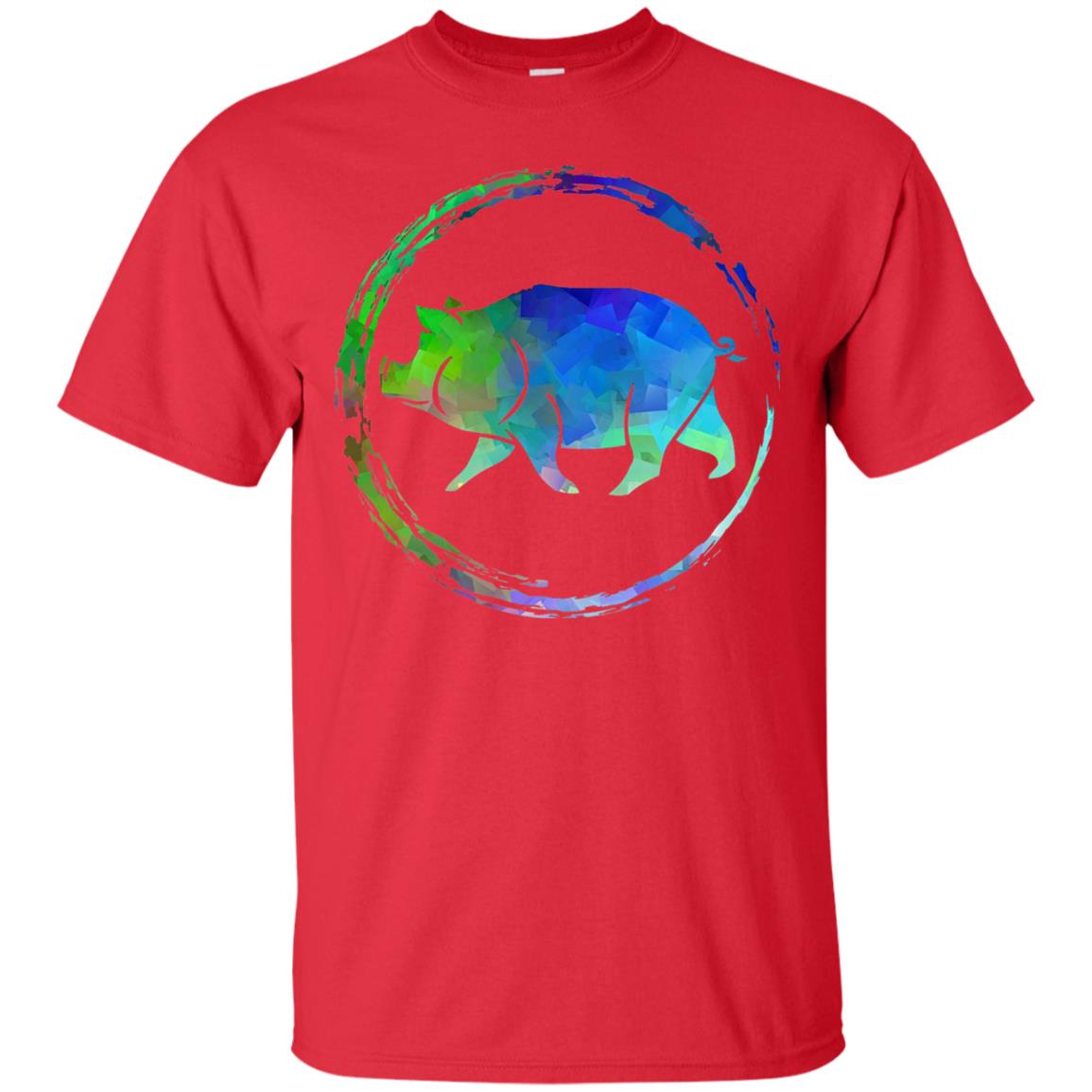 Hog Pig And Boar Lover Colorful Art Shirt Red
