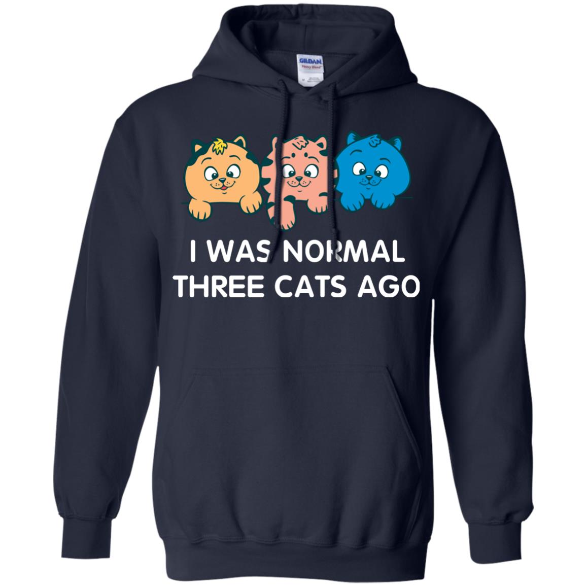 Cat Lover T-shirt I Was Normal Three Cats Ago Navy