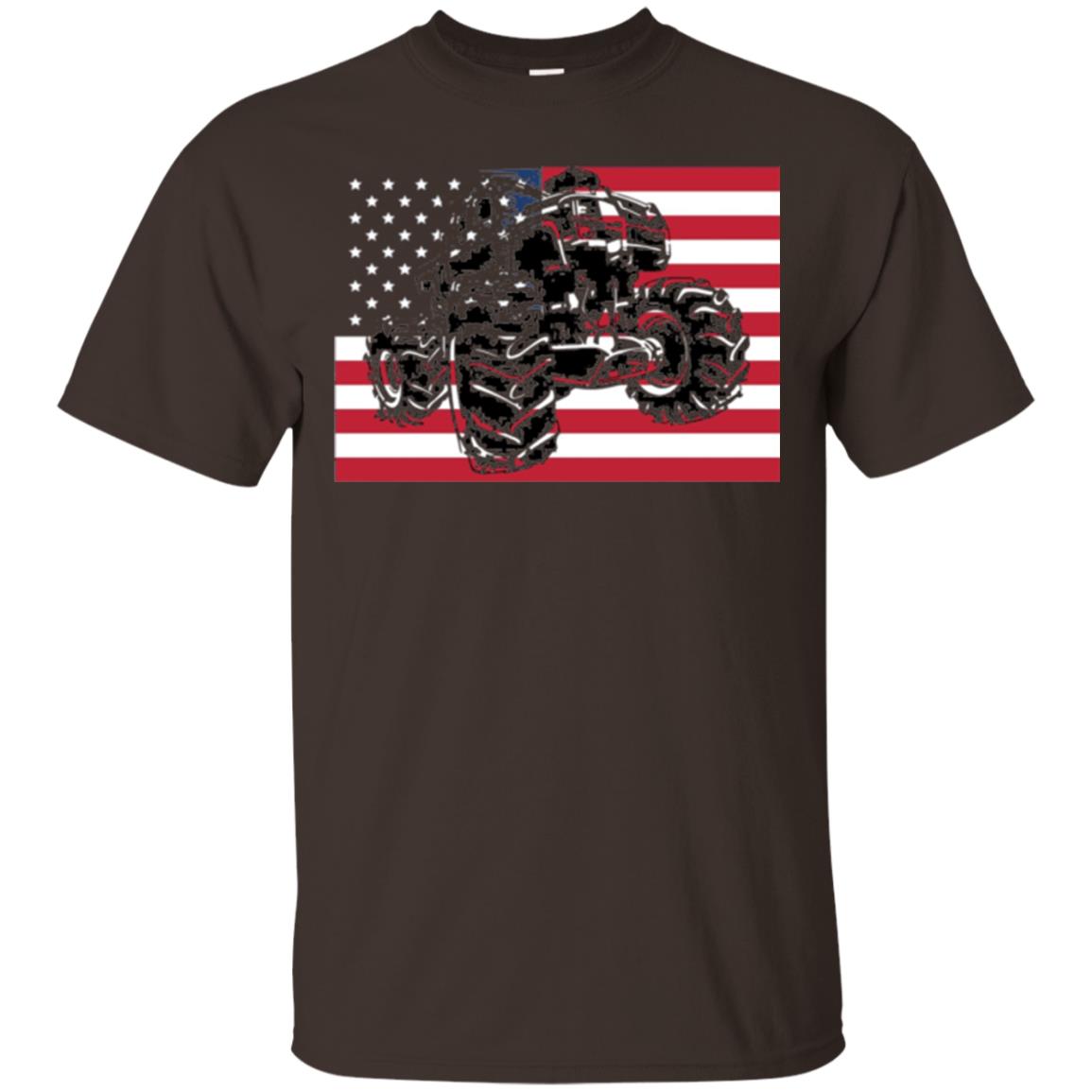Trucking Lover T-shirt Usa Flag Big Monster Truck Dark Chocolate