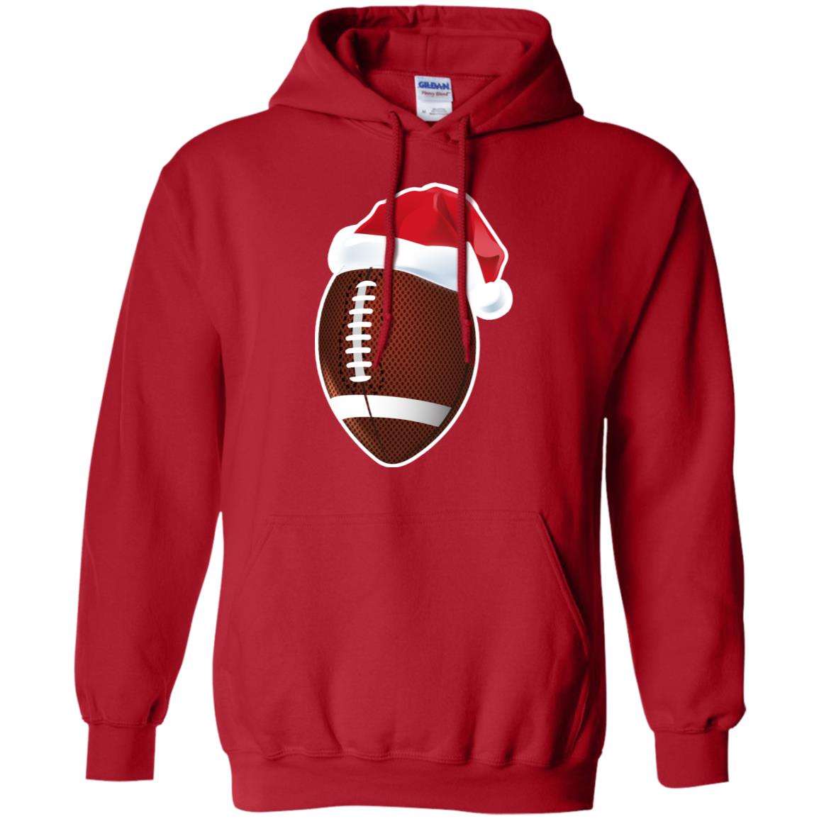 Football With Santa Claus Hat X-mas Shirt For Football Lovers Red