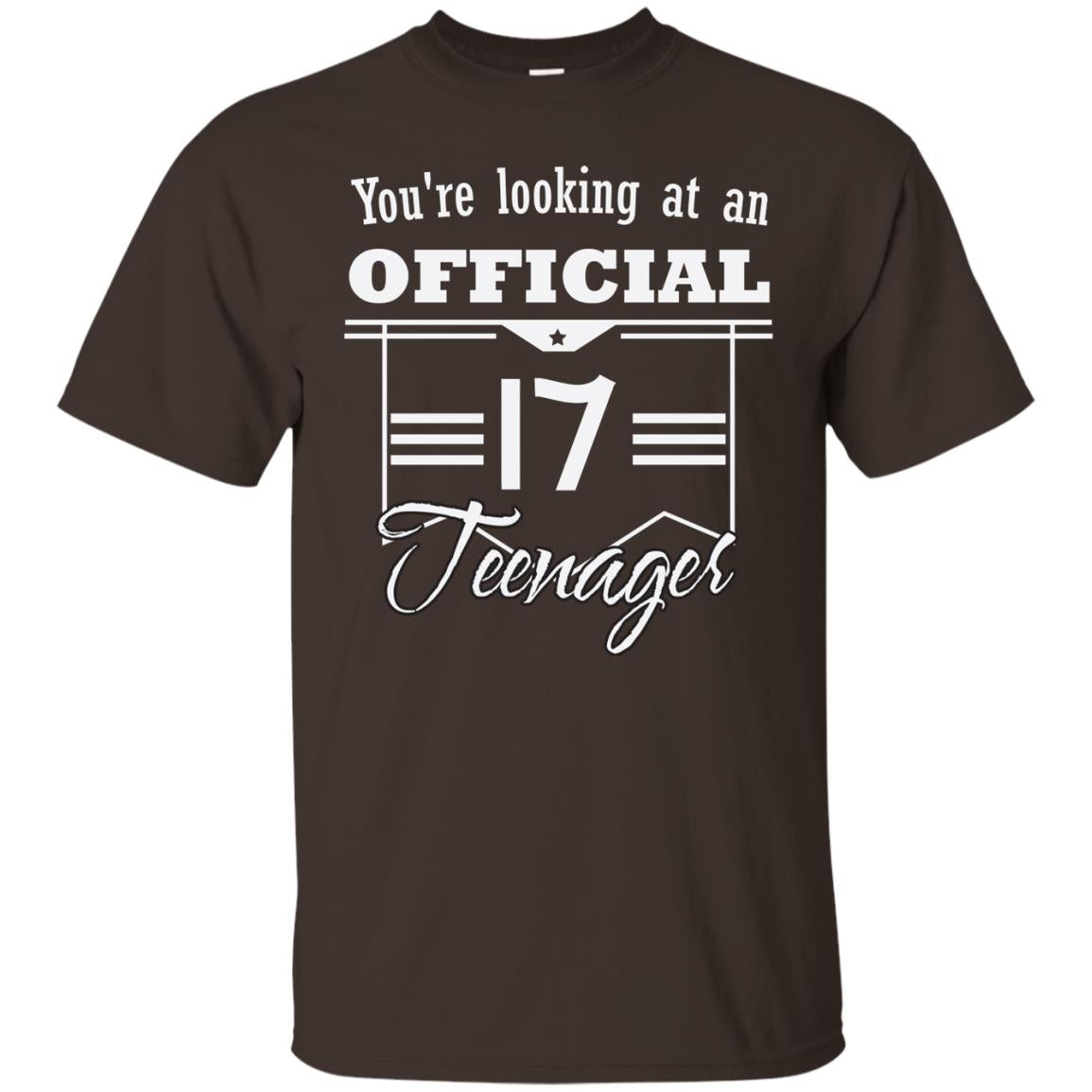 You're Looking At An Official 17 Teenager 17th Birthday Shirt Dark Chocolate