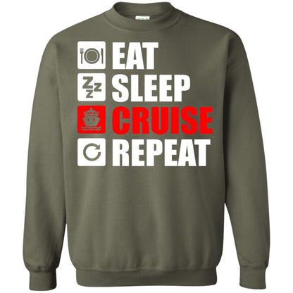 Eat Sleep Cruise Repeat Summer Vacation T-shirt Military Green