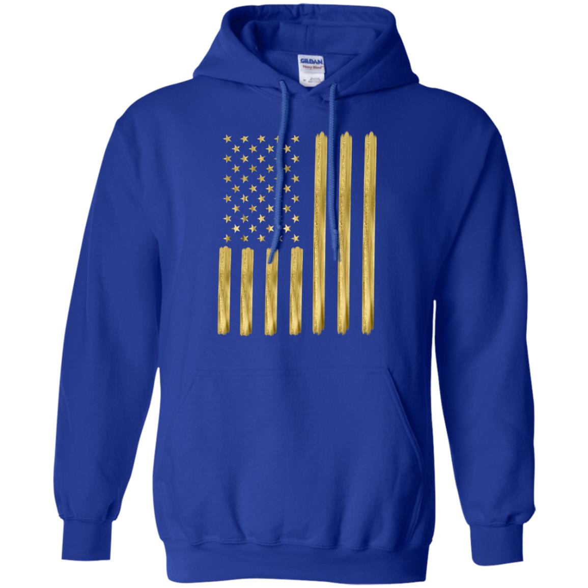 Faux Gold Paint American Flag T-shirt Royal