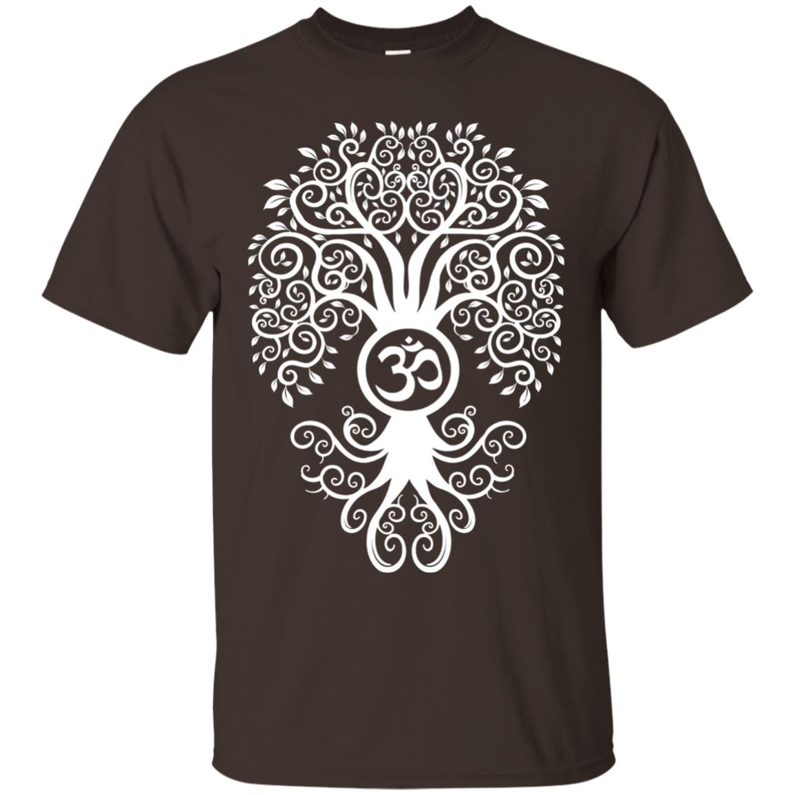 White Bodhi Tree Yoga Tshirt Dark Chocolate