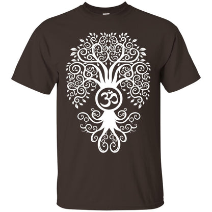 White Bodhi Tree Yoga Tshirt Dark Chocolate