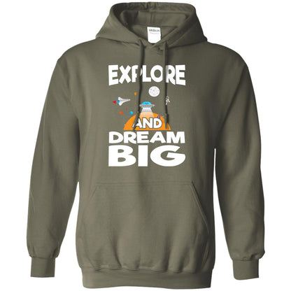 Explore And Dream Big Space Universe Planet Shirt Military Green