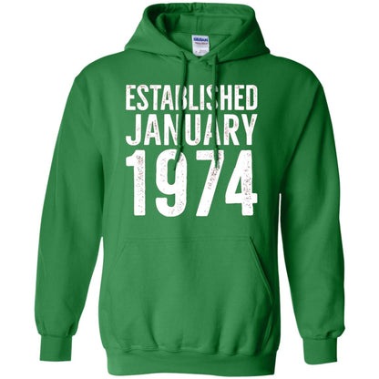 Established January 1974 43rd Birthday T-shirt Irish Green