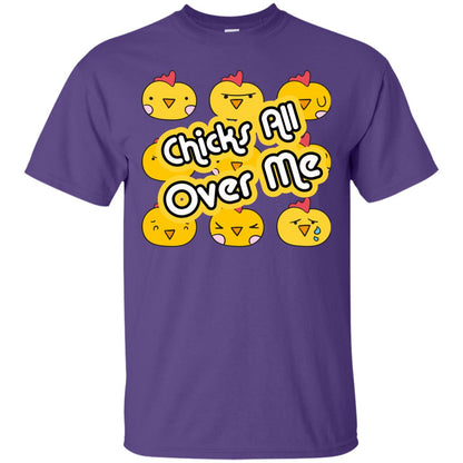 Chicks All Over Me Funny Chickens Shirt For Easter Day Purple