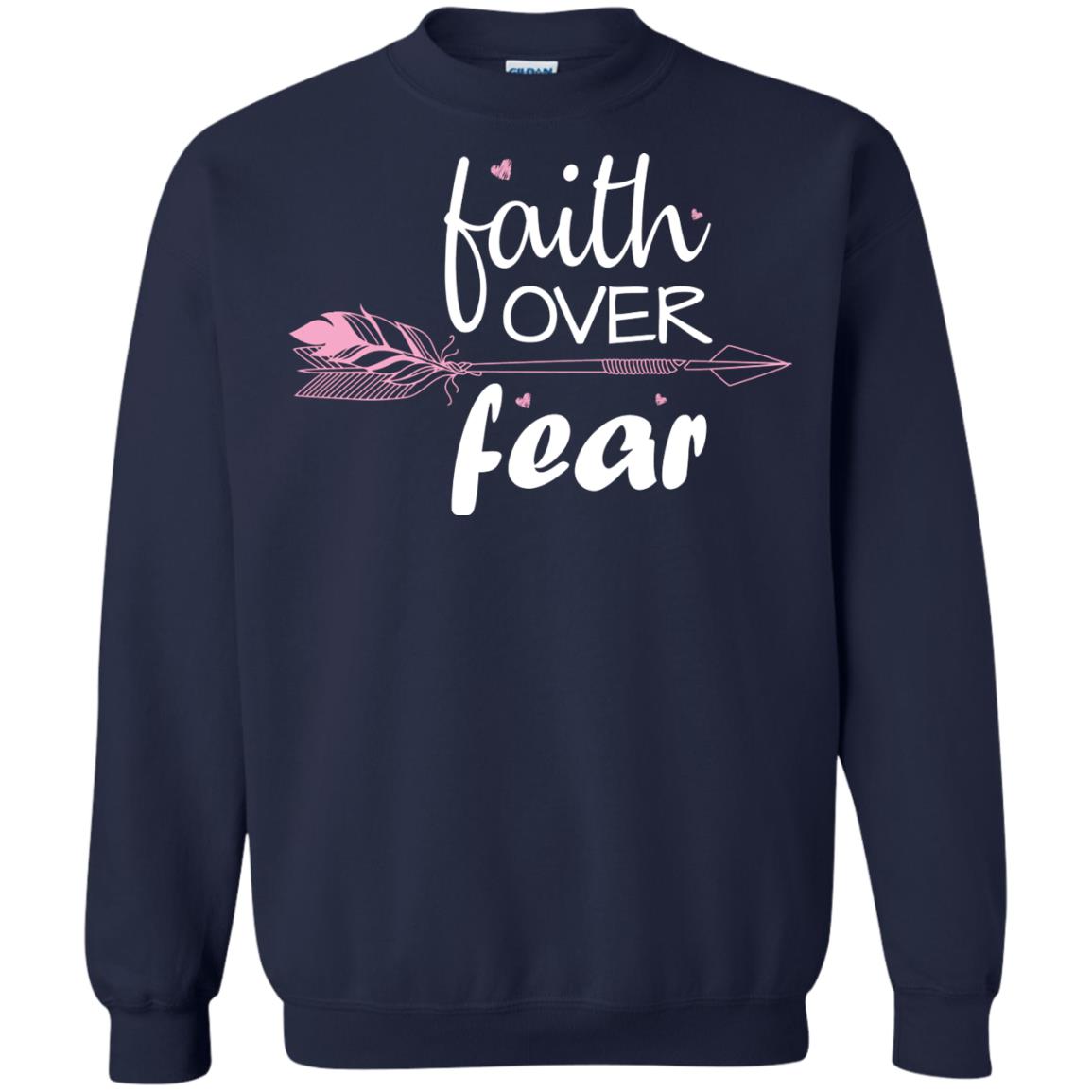Faith Over Fear Arrow Christian Shirt Navy