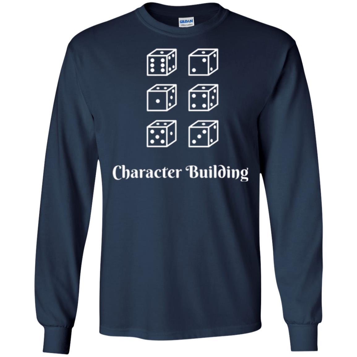 Gamer T-shirt Character Building Rolling Dice Navy