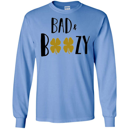 Bad And Boozy Funny Saint Patrick Day Drinking T-shirt Carolina Blue