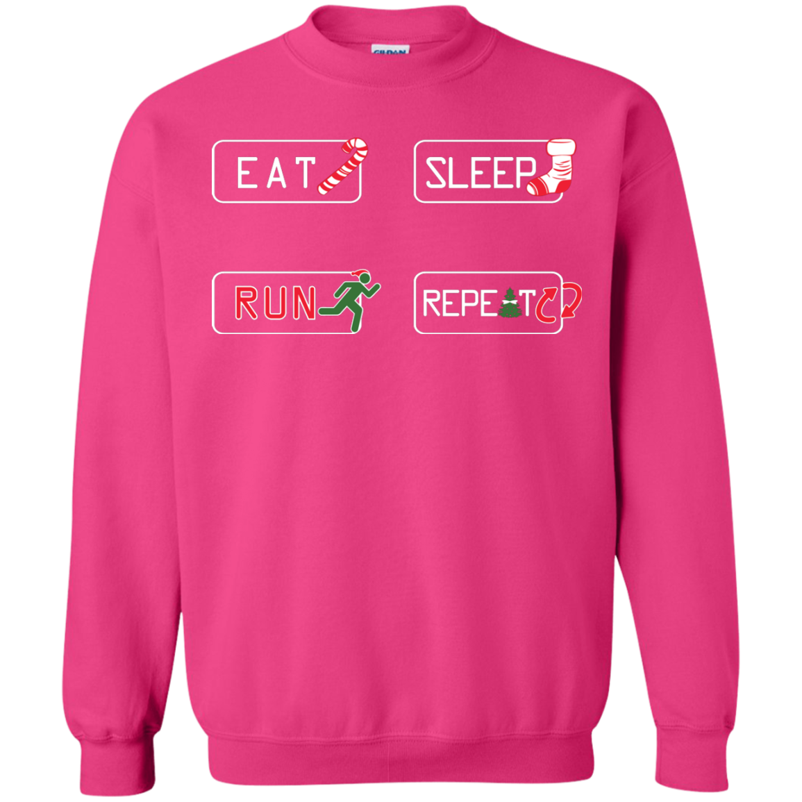 Christmas T-Shirt Eat Sleep Run Repeat Heliconia