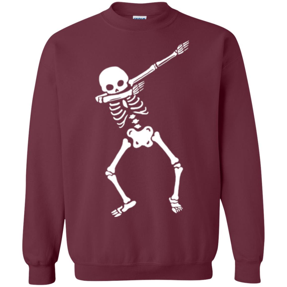 Funny Halloween T-shirt Dabbing Skeleton Maroon