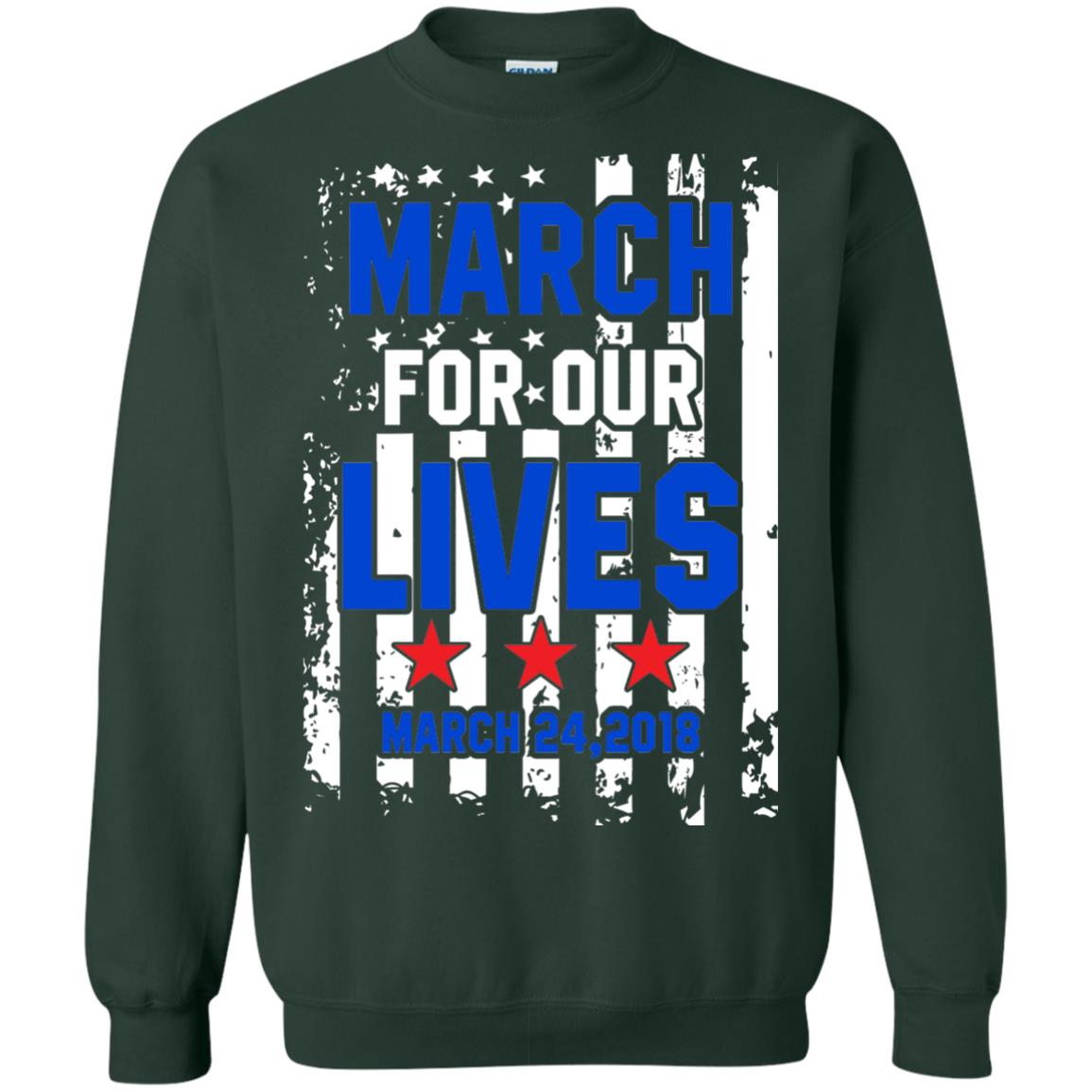 March For Our Lives With American Flag Gun Control T-shirt Forest Green