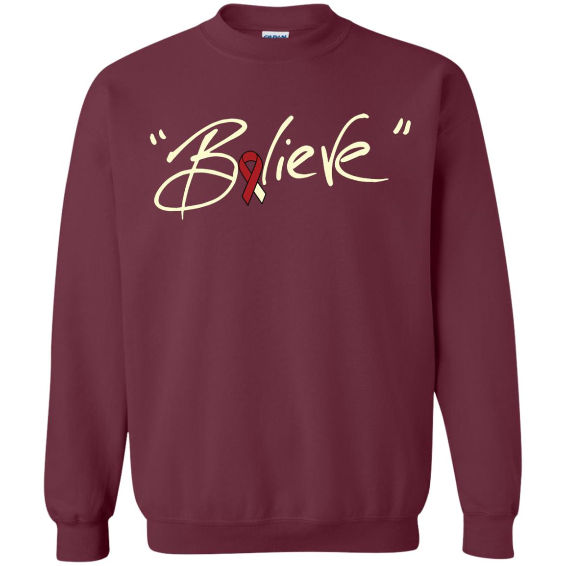 Head And Neck Cancer Awareness Shirt Burgundy Ivory Ribbon Believe Maroon