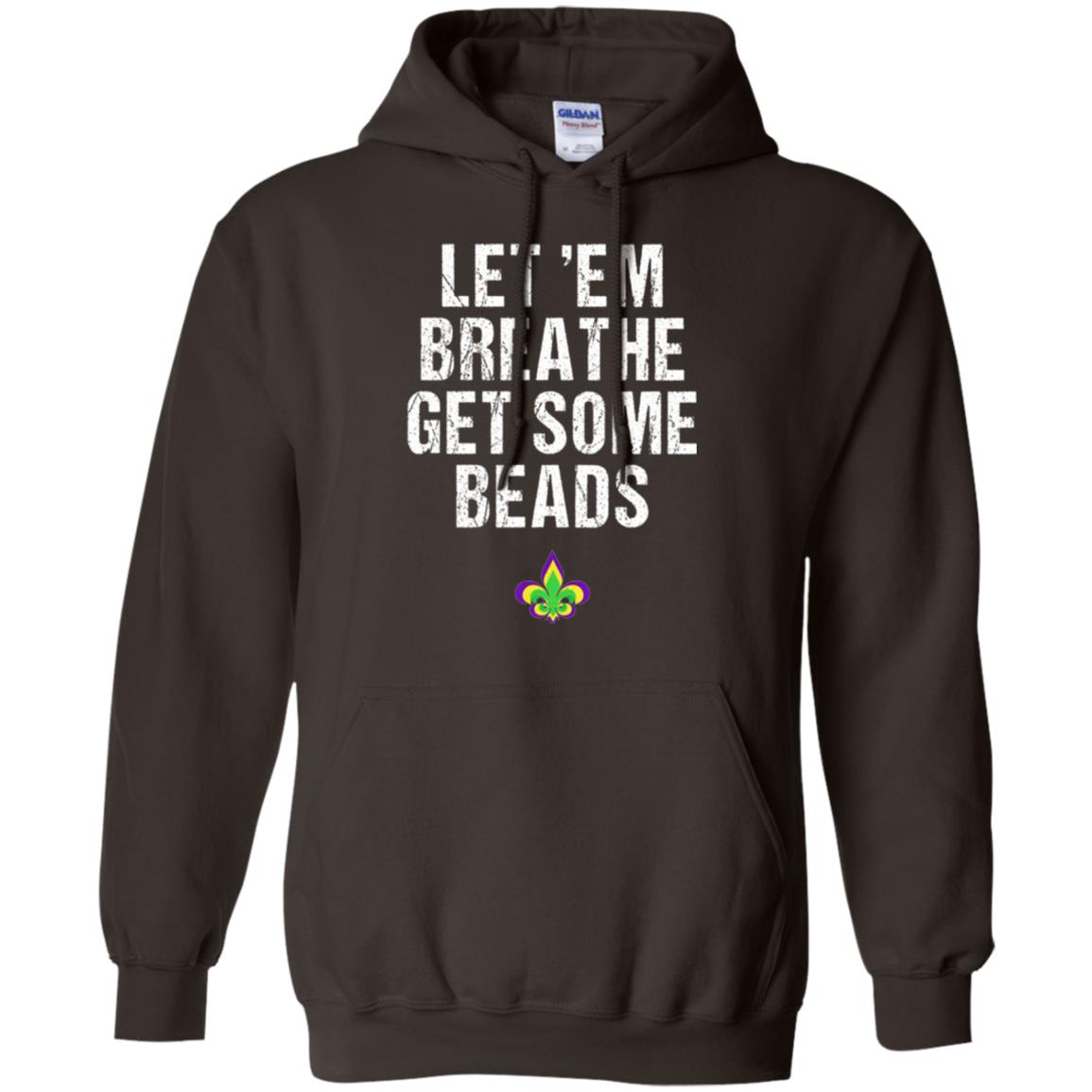 Mardi Gras T-shirt Let_em Breathe Get Some Beads Dark Chocolate