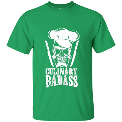 Culinary Badass Funny Chef Skull Knifes Cooking Tshirt Irish Green