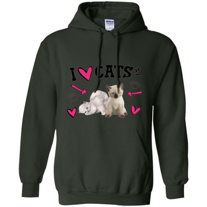 Cat Lover T-shirt I Love Cats Forest Green